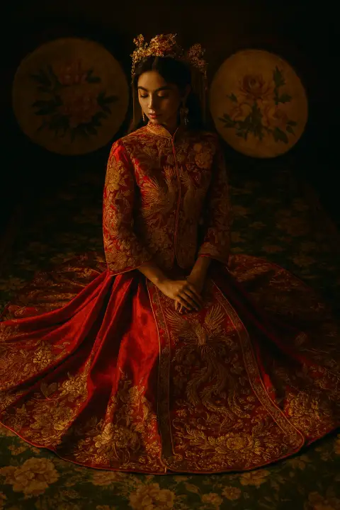140-elegant-chinese-model-red-gold-qun-kwa-traditional-dress